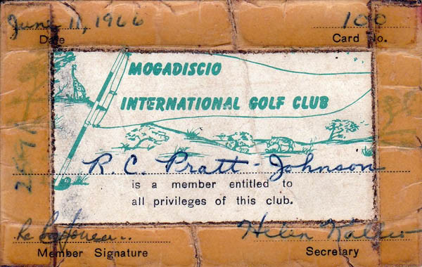 1966 Golf membership Mogadiscio Somalia